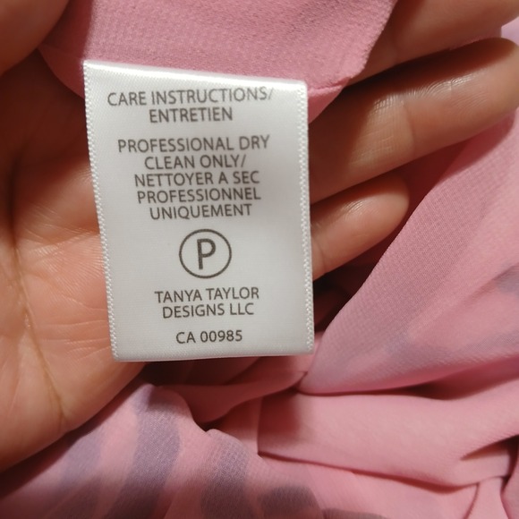 Tanya Taylor Pink Floral Print Wrap Jumpsuit Cropped Sleeve Tie Waist Size 6 - Picture 14 of 14